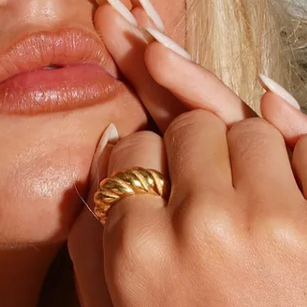Chunky Ring Gold Waterproof Statement Ring 18K PVD Parisian Style Jewelry CUTE